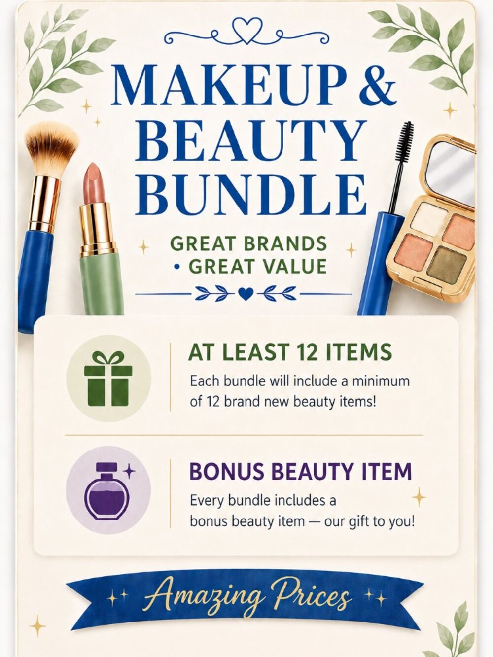 NEW Mystery Beauty Bundle 12+ Items Makeup Skincare Mixed Brands + Bonus